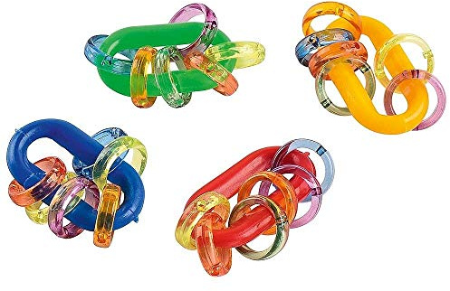 Parrot Essentials Chain Link Rattle Foot Parrot Toy for Small and Medium Pet Birds - Pack of 4