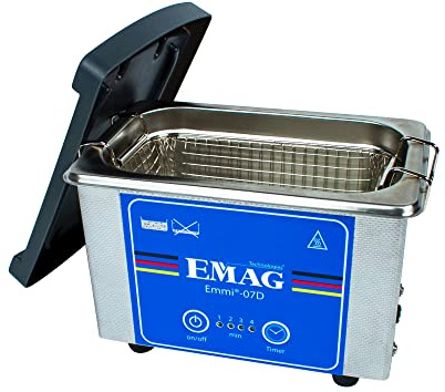 EMAG Ultraschallreiniger Emmi 07D Edelstahl I Brillenreinigungsgerät auch Schmuck & Uhren + Timer I Ultraschallreinigungsgerät aus Deutschland I 500ml