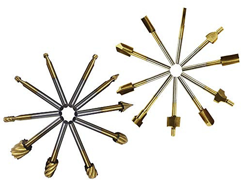HSS-Fräser, Hartmetall-Gravur-Bits und Oberfräsen-Set, 3,2 mm Schaft, HSS-Drehfräser, Werkzeug für Heimwerker, Holzbearbeitung, Kantennuten, Holzentgraten, Gravieren und Fräsen, 20 Stück