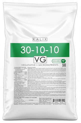 KALIX 30‑10‑10 Water Soluble Fertilizer | High Nitrogen All‑Purpose Plant Food for Vigorous Vegetative Growth | Fully Soluble NPK for Vegetables, Trees, Shrubs, Lawns & Hydroponics – 25 lb