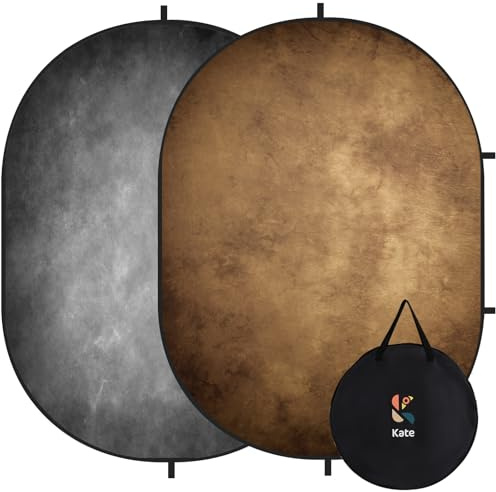Kate 5x6.5ft Collapsible Backdrop Pop Up Photo Backdrops Grey Brown Portable Background for Portrait Photography, for Video, for Live Stream