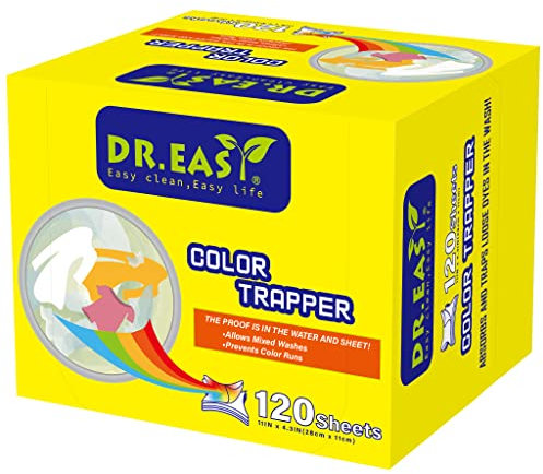 DR.EASY Color Trapper sheets for Laundry 120ct,remove dyes,fluorescent & heavy metals,maintain original color,Special Pores Texture absorb dyes more & faster,unscented,no Chemicals,safe in dryer
