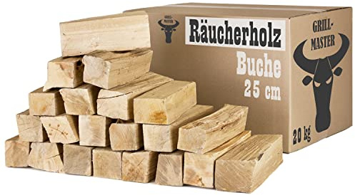 Buche Smoker Holz Räucherholz Brennholz 20 kg Buchenholz ohne Rinde 25 cm Kaminholz Smoke Feuerholz Grillen Wood BBQ Rauch Raeuchern Smokewood Grillmaster