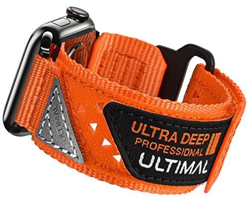 ULTIMAL Compatible with Apple Watch Straps Ultra 3/2/1 Series 11 10 9 8 7 6 5 4 SE SE2 SE3, Soft Nylon Hollow Out Breathable Band for iWatch Strap 49mm 46mm 45mm 44mm (L, Orange)