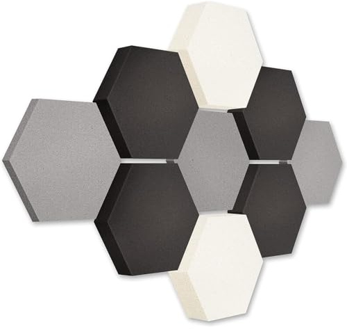 platino24 Akustikpaneele 9 Elemente Edition LOFT 3D I Ø 300mm Akustikplatten Schalldämmung Wand & Decke I Akustikschaum Schall-Absorber aus Basotect 30-70mm mit farbiger Akustikbeschichtung