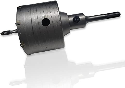 Sega a Tazza per Muro Cemento Ø 80mm Corona Carotatrice a Secco + Adattatore SDS PLUS + Punta Centraggio 8x110 mm (80 mm)