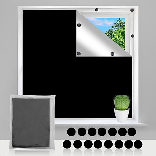 Tragbare Fenster Verdunkelung Ohne Bohren, 145x100cm verdunkelungsrollo ohne Bohren verdunkelungsrollo dachfenster mit 15 Klebstoffbefestigungen Schlafzimmer Kindergarten Loft Reise RV Auto