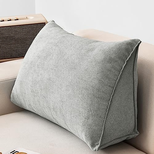 NENIUX Großes Keil-Lesekissen, Kopfteilkissen, dreieckiges Rückenkissen, Lendenwirbel-/Rückenstützkissen mit abnehmbarem Bezug für Tagesbett, Sofa, Tatami Home, 90 x 35 x 20 cm, Grau