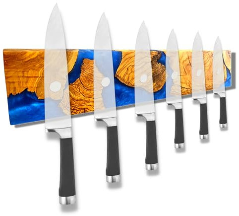 SKEM Messerhalter Magnetisch-Magnetische Messerleiste IZMIR Hochwertiger - Magnetleiste Messer - Messerblock Magnetisch Aufbewahrung für Utensilien - knife holder Harz und Holz Messerbrett