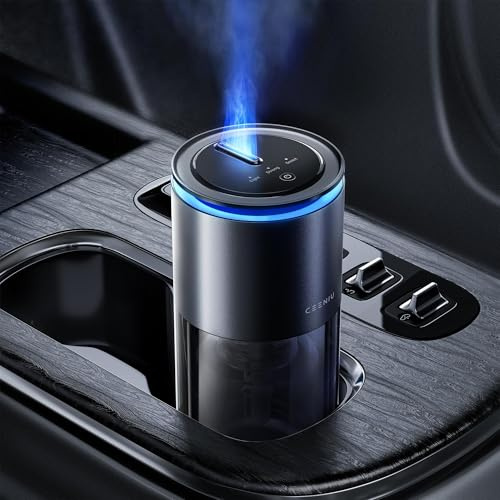 Ceeniu Désodorisant Intelligent pour Voiture, Brume Ultrasonique, Buse de Brume de Fontaine Améliorée, Mode Réglable, Batterie Longue Durée, Lumière Ambiante, Cologne 45ml, Diffuseur CF12