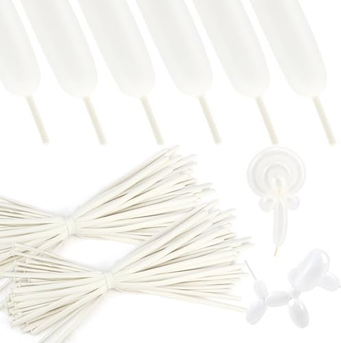 Palloncini Modellabili Bianchi, 100 Pezzi DIY per Feste, Compleanni, Matrimoni, Anniversari, Decorazione, Lauree