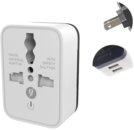 Pipestation UK to US Travel Adaptor with USB Charging – Universal UK plug 3 pin to America Plug 2 Pin Flat - Type G to Type A, B - UK to USA Canada Japan Thailand Bahamas Socket Convertor Adapter