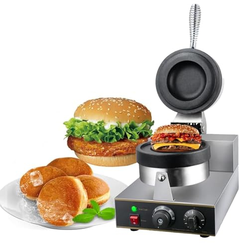 Elektrische Burger-Waffelmaschine, 1300 W, antihaftbeschichtet, kommerzielle Hamburgerpresse, Backmaschine, 50–300 °C, Temperaturregelung, doppelseitige Heizung, Blasen-Ei-Waffel-Bäckermaschine