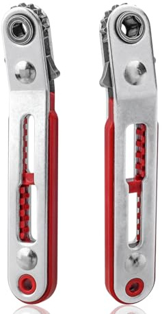 HaoTrade 2Pcs Screwdriver Angled Ratchet, Mini Ratchet Wrench Set, Reversible Ratchet Screwdriver Set, 1/4 Screwdrivers Bit Drive Ratchet Wrench for Home Gadget Machines and Other Devices, Flat&Elbow