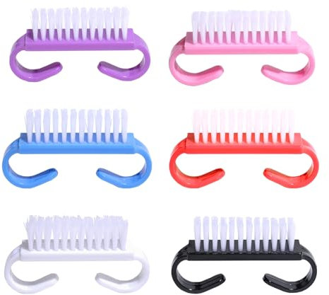 YPYMOD 6 Pcs Nail Brush, Plastic Clean Brush, Hand Scrubbing Cleaning Brush, with Plastic Handle, for Cleaning Hand Toes Nail Home Garden Salon use(6 Colors)