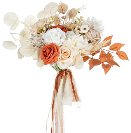 Aublinto Braut SträUßE für Hochzeit, Braut Brautjungfer Halten, Blumen MäDchen Blumen Hochzeitsstrauß Romantischer Blumenstrauß Brautjungfernstrauß Kunstblumen Handgemacht Vintage Blumenstrauß