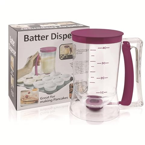 Distributeur de pâte 900 ml | Mélangeur de pâte manuel pour crêpes, cupcakes avec étiquette de mesure | Outil de cuisson portable pour gaufres, crêpes, muffins pour la maison