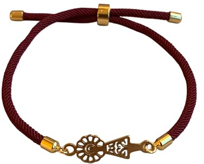 Jaime de Juan Leather Pulsera Virgen del Pilar Correa Burdeos Ajustable, Regalo para Navidad, Reyes, Cumpleaños, Profesoras y cualquier ocasión