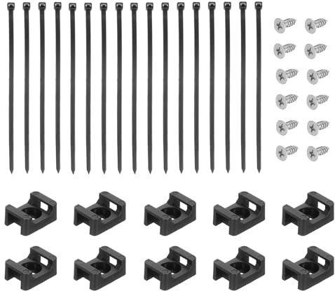 DMiotech 75Pcs Magnetic Zip Tie Mount with 6 Cable Zip Ties and Tapping Screw Organizer Holders Clamps Multipurpose Cable Tie Holder Set for Cable Wire Tubing Sleeving Conduit,Black