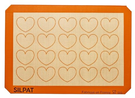Silpat® Toile de Cuisson Coeur Silicone - Idéal pour Patisserie Précise, Spécial Macarons, Entremet - Réutilisable, Cuisson Uniforme, Antiadhésif - Fabrication Française, Qualité Professionnelle