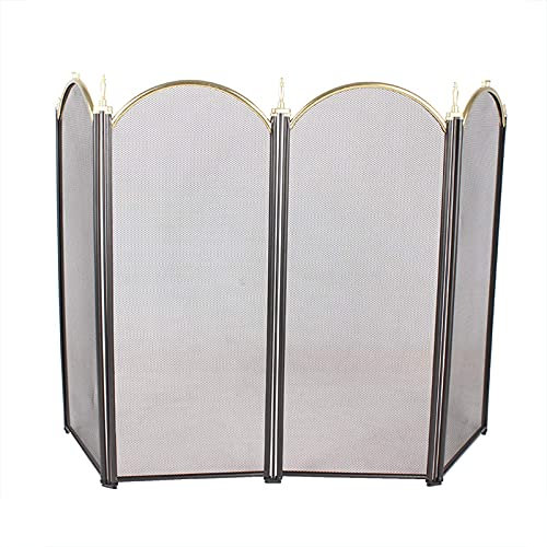 Fireplace Screen Guard, Dreifacher Feuergitter-Feuerschutz, freistehender Ofen-Feuerschutz für Familien im Freien, geschmiedeter Eisen-Funkenschutz