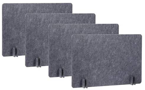 PATIKIL Desk Divider, 4 Set 24 x 16 Inch Acoustic Freestanding Desk Divider Desk Privacy Panel with 16 Pcs Support Feet for Library Office Workstation,Dark Grey
