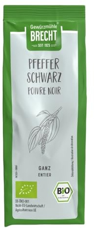 Gewürzmühle Brecht Pfeffer schwarz, ganz, Nachfüll, 70g (1)