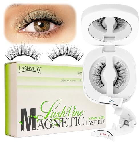 LASHVIEW Magnetic Eyelashes with Applicator (L01) No Glue Needed | Reusable & Comfortable | Windproof & Waterproof | Natural Look