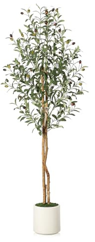 Litake Künstlich Olivenbaum 180cm mit Weißem Topf,Grün Pflanzen Groß Kunstpflanze Olivenbaum,Deko für Zuhause, Schlafzimmer, BüRo, Garten,Wohnzimmer