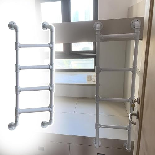Échelle murale pour lit superposé – Tube en métal épais solide pour l'escalade en toute sécurité – Installation facile – Décoration d'intérieur et étagères