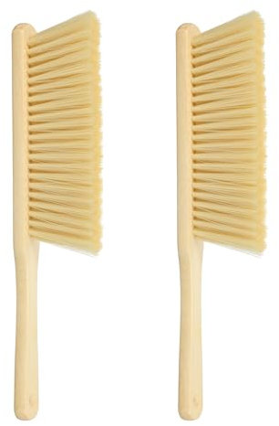 sourcing map 2pcs Wooden Dust Brush, 14 Inch Hand Broom Cleaning Brush Soft Bristle with Wood Handle for Bench, Car, Sofa, Bed, Fireplace Yellow