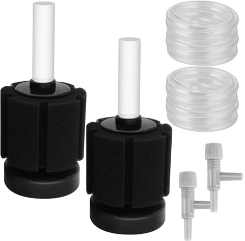 Editbar Aquarium Schwammfilter Set – Leiser Aquarium Filter mit Airline Schlauch und Regelventil, für kleine Aquarien bis 12L, ideal für Garnelen, Betta & kleine Zierfische