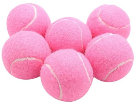 Yestree 6 Stück Tennisbälle, Freizeit-Gummibälle, Profi-Tennisbälle mit einem Durchmesser von 6,4 cm, Trainingsbälle, verschleißfest, für drinnen und draußen Training, Rosa