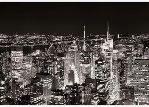 Fotomurales Decorativos Pared NuEVA York 400x280 cm Papel Pintado Tejido No Tejido Escena Nocturna Americana Fotomural 3D Mural Paredes Papel Tapiz Decoración Salón o Dormitorio a-1014