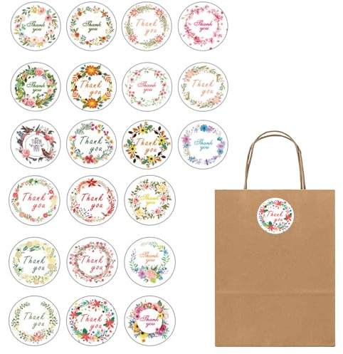 210pièces Merci Autocollants,Étiquettes Adhésif Rond Remerciement de Bricolage,Étiquettes de Remerciement,Pour les Desserts,l'emballage des Bonbons,l'emballage des Cadeaux