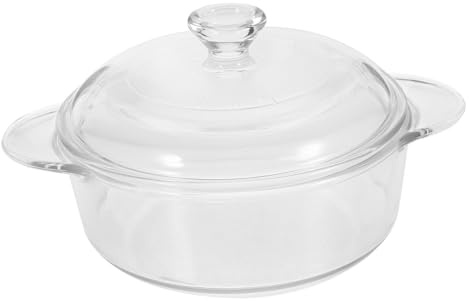 COLLBATH Cuenco de Vidrio 1l con Tapa, Transparente y Resistente al Calor | Asas Dobles, Fácil Transporte y Almacenamiento, para Ensalada y Postre