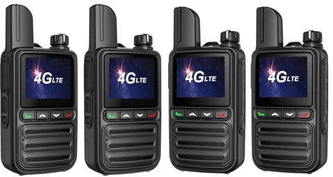 4 Pack Nationwide Unlimited Range Walkie Talkies Poc Two-Way Radio Long Range,Pre-Installed Sim Card (Free for Life) Suitable for Fleet Dispatch/Construction Site Collaboration/Family Emergencies