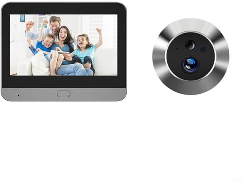 CNANRNANC Peephole Camera For Front Door, Digital Door Viewer,WiFi Door Peephole Camera With 4.3 Inch Color LCD Monitor, 1080P Wide Angle, 5000MAh Battery