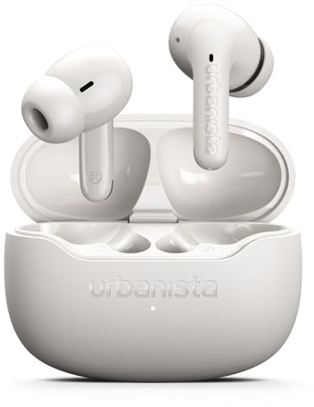 Urbanista Bluetooth In Ear Hörlurar Trådlösa, Noise Cancelling Earbuds Vit | ANC True Wireless Earbuds, Bluetooth 6 Earphones, Multipoint InEar Headphones, 32h Speltid, IPX4, USB-C, For iPhone & Samsung