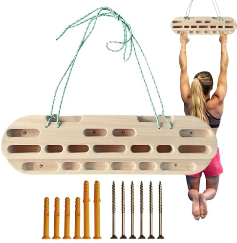 Holzbrett – 60 cm Kletterbrett, tragbare Wandgriffe, leichtes Fingertraining, glatte Zugstange | Indoor-Training