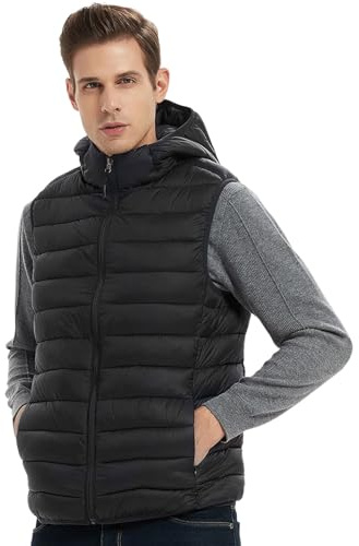 Genérico Chaleco Invierno Hombre Con Capucha Chalecos Acolchados Plumon Guateado chaqueta ligera sin mangas acolchado bolsillos calentador de cuerpo Gilet Para Exteriores Talla Grande