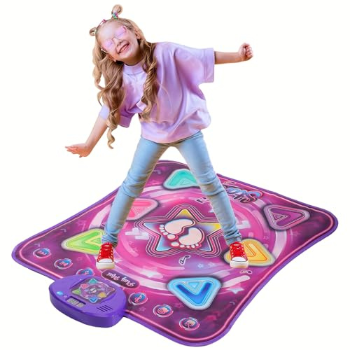 Einzel-/Doppelzimmer Tanzmatte Kinder Ab 3 Jahre, Tanzmatte Kinder Spielzeug Geschenke FüR MäDchen Jungen , Jahre Musikmatte Modi LED Integrierter Musik, Weihnachten Geburtstag Kinderspielzeug (A-1P)