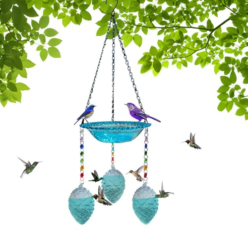 Eojpdji Mangeoire À Colibris | avec 3 Pots en Verre pour Eau,Abreuvoir À Colibris pour Jardin | pour Allée Patio Pelouse Balcon Terrasse Extérieur Aménagement Paysager