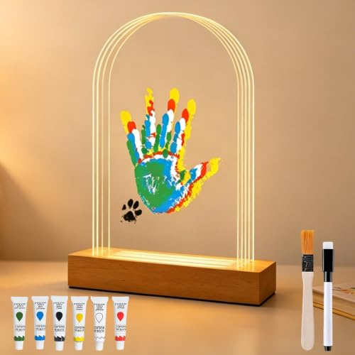 DAJASD Familj fingeravtryckssats, nyfödd hand- och fotavtryck set med plats för 5 personer, giftfria fingerfärger för barn, perfekt present till mors dag eller fars dag