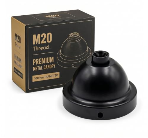 LEDSone Industrial Canopy Light Kit Black Ceiling Rose Metal 100mm Side Fitting M20 Female Thread Pendant Light Base Decorative Single Hole for Conduit Lighting Wall lamp Chandelier