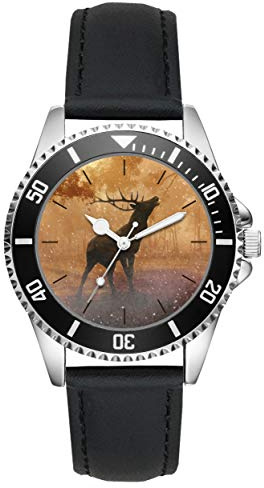 KIESENBERG Armbanduhr Jäger Förster Hirsch Geschenk Wald Fan Artikel Lederarmband Uhr Quarz L-20541