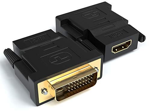 JAMEGA - HDMI auf DVI Adapter 2er Pack | HDMI A Buchse auf DVI Stecker | 4K Ultra HD Full HD 1080P HDTV Konverter | Kontakte vergoldet