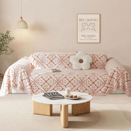 Shanna Überwurfdecke aus Chenille, Vintage-Jacquard-Fransen, doppelseitig, Patchwork-Decke, warm, dekorativ für Zuhause, Büro, Reisen (Mehrfarbig B, 220 x 250 cm)