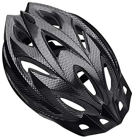 Shinmax Fahrradhelm Herren Damen mit Visier Abnehmbarer Insektenschutzgitter MTB Mountainbike Helm für Erwachsene Unisex Radhelm 18 Lüftungslöcher Verstellbarer Größe 57-62cm (Schwarze Kohlefaser)