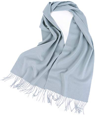 Prettystern Cachemire longue Écharpe frangé foulard parfait en hiver et a l´automne Femme Homme gris-vert clair